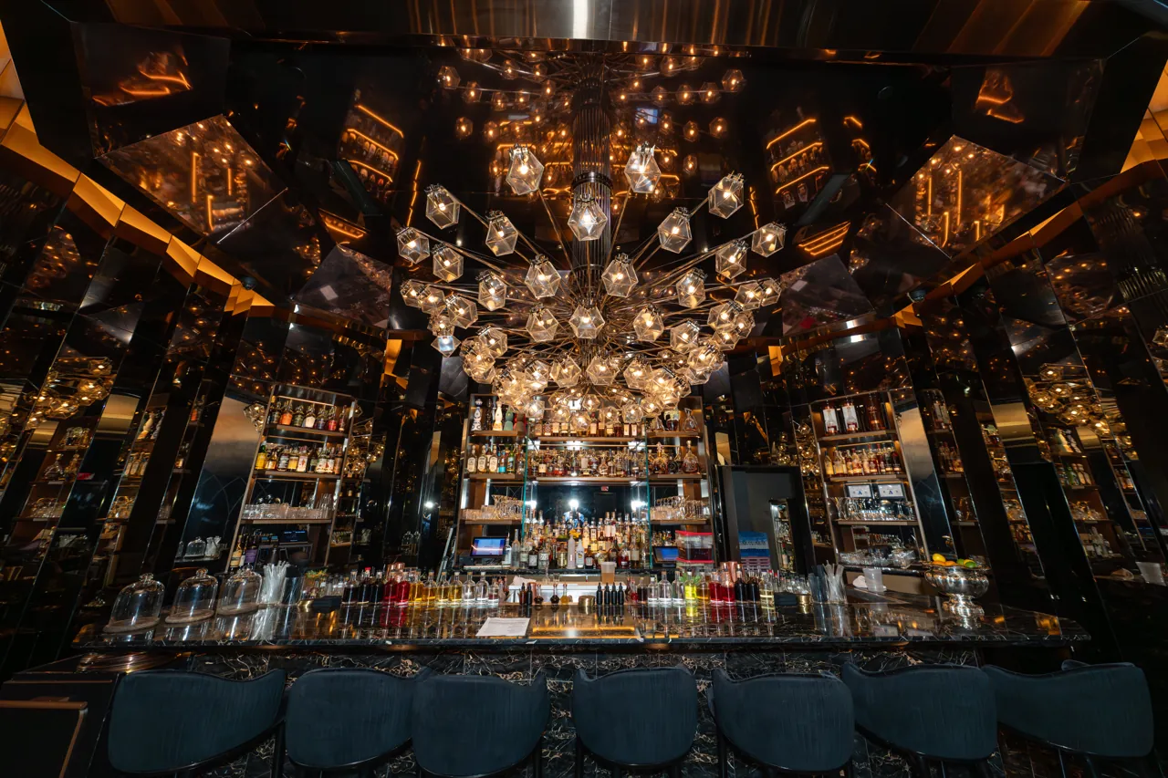 Warm lighting and bar details at The Vault