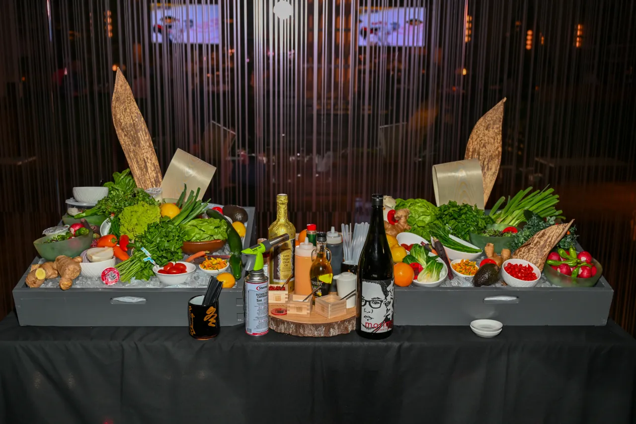 Culinary event display and table details — Morimoto, Las Vegas