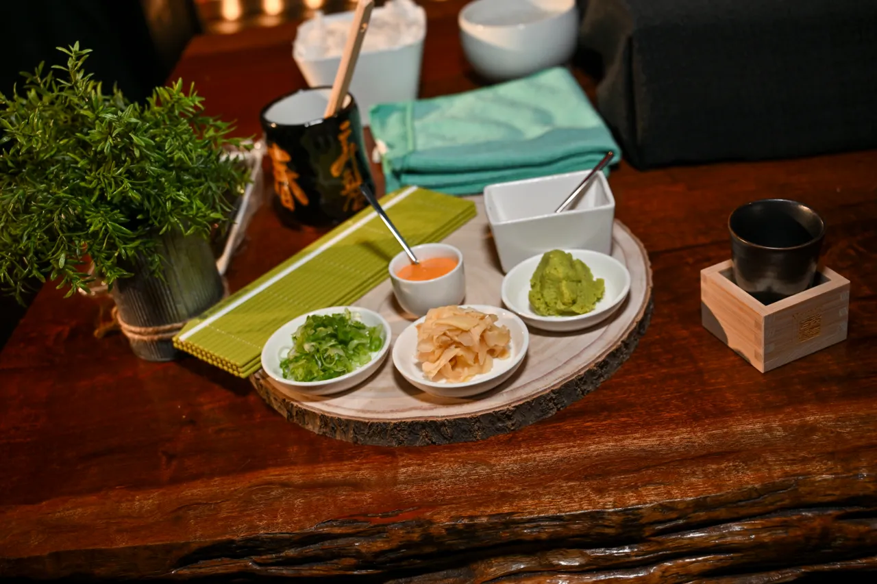 Fresh ingredients prepared for the sushi demonstration — Morimoto, Las Vegas
