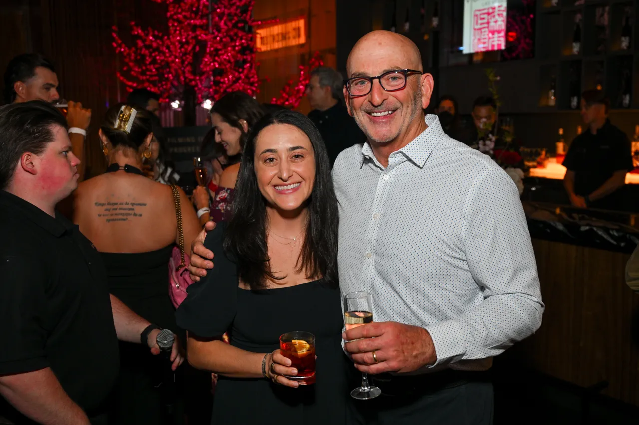 Guests smiling during the reception — Morimoto, Las Vegas