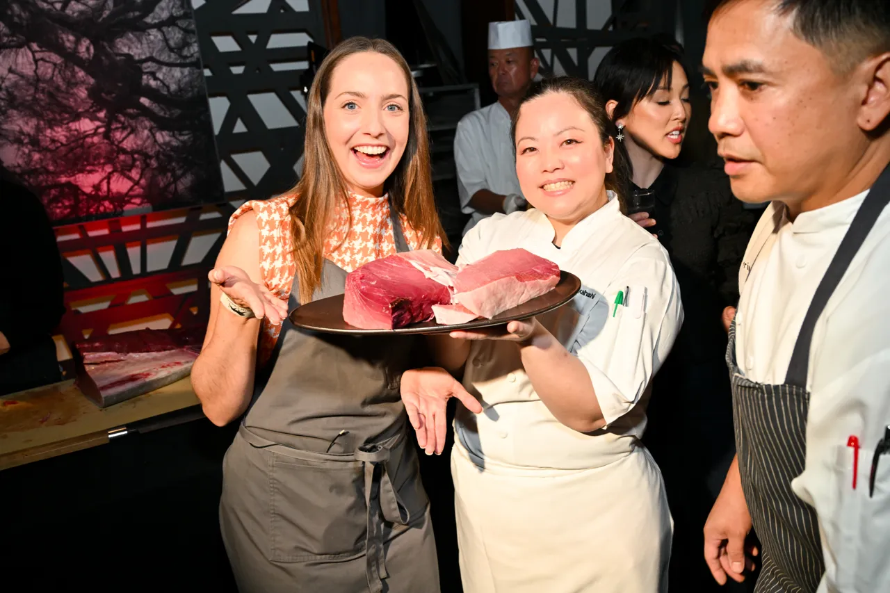 Guests joining the hands-on culinary experience — Morimoto, Las Vegas