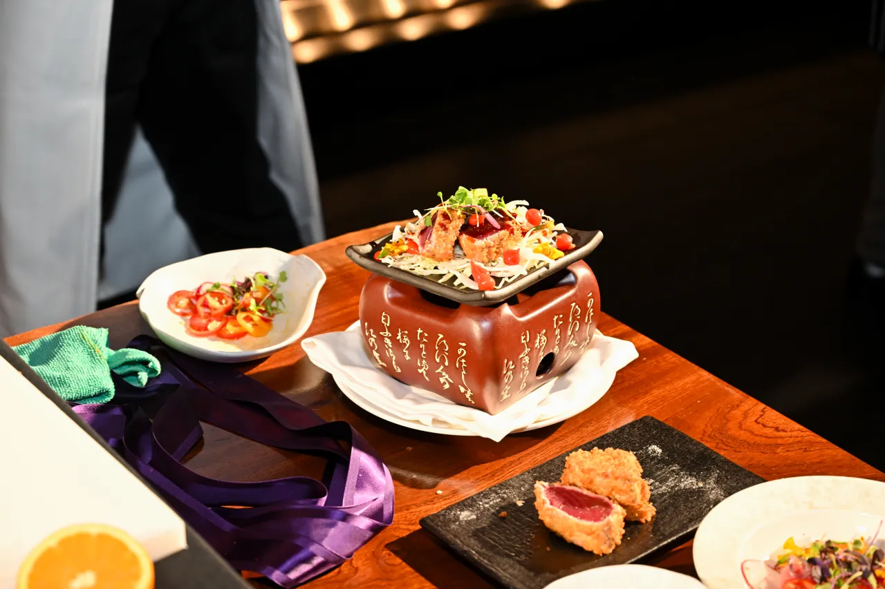 Finished dish served at the culinary event — Morimoto, Las Vegas